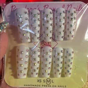 Handmade Press On Nails with Rhinestones
